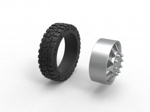 Front semi wheel for pickup Version 5 Scale 1 to 25 3D Baskı Modeli