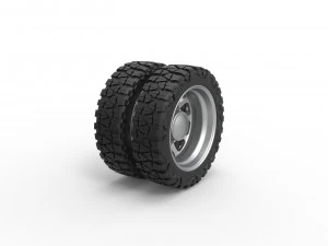Rear semi wheel for pickup Version 5 Scale 1 to 25 3D Print Model