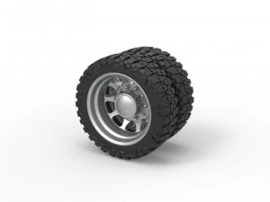 Rear semi wheel for pickup Version 5 Scale 1 to 25 3D Print Model