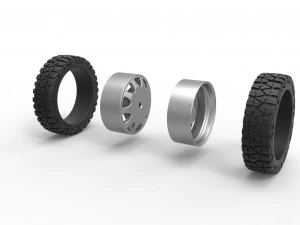 Rear semi wheel for pickup Version 5 Scale 1 to 25 3D Print Model