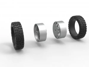 Rear semi wheel for pickup Version 5 Scale 1 to 25 3D Print Model