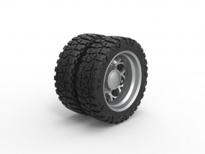 Rear semi wheel for pickup Version 6 Scale 1 to 25 3D Druckmodell
