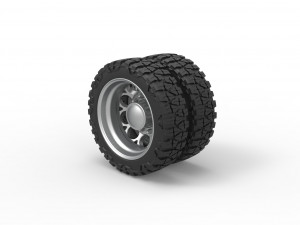 Rear semi wheel for pickup Version 6 Scale 1 to 25 3D Druckmodell