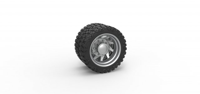Rear semi wheel for pickup Version 7 Scale 1 to 25 3D Print Model .c4d .max .obj .3ds .fbx .stl .blend 