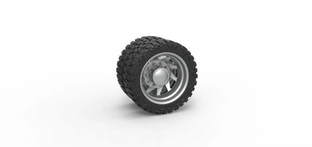 Rear semi wheel for pickup Version 7 Scale 1 to 25 3D Print Model .c4d .max .obj .3ds .fbx .stl .blend 