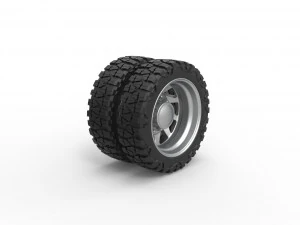 Rear semi wheel for pickup Version 7 Scale 1 to 25 3D Print Model