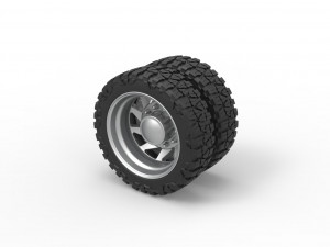 Rear semi wheel for pickup Version 7 Scale 1 to 25 3D Print Model