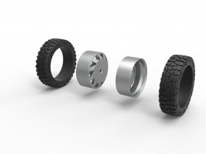 Rear semi wheel for pickup Version 7 Scale 1 to 25 3D Print Model