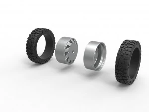 Rear semi wheel for pickup Version 7 Scale 1 to 25 3D Print Model