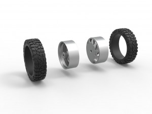 Rear semi wheel for pickup Version 7 Scale 1 to 25 3D Print Model