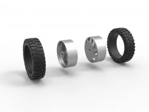 Rear semi wheel for pickup Version 7 Scale 1 to 25 3D Print Model