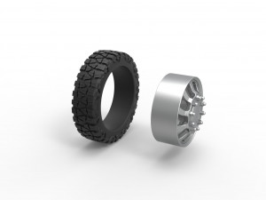 Front semi wheel for pickup Version 8 Scale 1 to 25 Model Cetak 3D