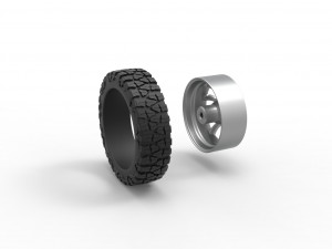 Front semi wheel for pickup Version 8 Scale 1 to 25 Model Cetak 3D
