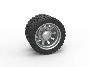 Semiruota posteriore per pick-up Versione 8 Scala da 1 a 25 Modello di stampa 3D