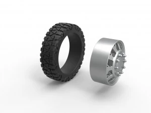 Front semi wheel for pickup Version 9 Scale 1 to 25 3D Print Model