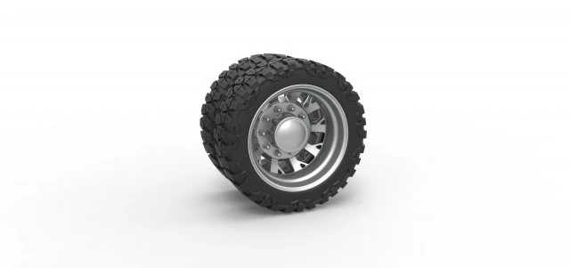 Rear semi wheel for pickup Version 9 Scale 1 to 25 3D Print Model .c4d .max .obj .3ds .fbx .stl .blend 