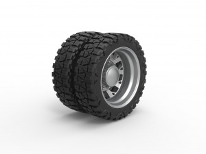 Rear semi wheel for pickup Version 9 Scale 1 to 25 3D Baskı Modeli