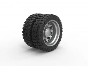 Rear semi wheel for pickup Version 9 Scale 1 to 25 3D Print Model