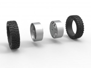 Rear semi wheel for pickup Version 9 Scale 1 to 25 3D Baskı Modeli