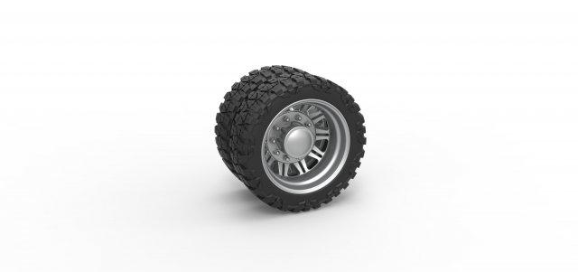 Rear semi wheel for pickup Version 10 Scale 1 to 25 3D 打印模型 .c4d .max .obj .3ds .fbx .stl .blend