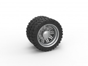 Rear semi wheel for pickup Version 10 Scale 1 to 25 3D 打印模型