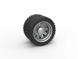 Заднее полуколесо для пикапа Версия 10 Масштаб от 1 до 25 3D Принт Модель