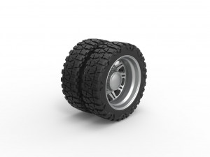 Rear semi wheel for pickup Version 10 Scale 1 to 25 3D 打印模型