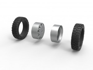 Rear semi wheel for pickup Version 10 Scale 1 to 25 3D 打印模型