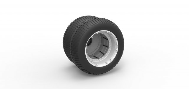 Double Wheel vintage monster truck Scale 1 to 25 3D Print Model .c4d .max .obj .3ds .fbx .stl .blend 