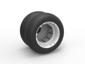 Double Wheel vintage monster truck Scale 1 to 25 3D Print Model