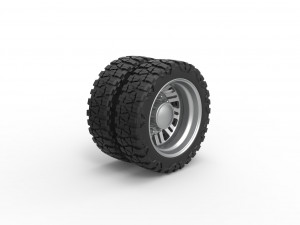 Rear semi wheel for pickup Version 11 Scale 1 to 25 Model Cetak 3D