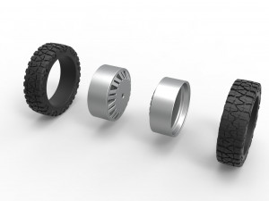 Rear semi wheel for pickup Version 11 Scale 1 to 25 Model Cetak 3D