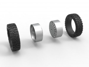 Rear semi wheel for pickup Version 11 Scale 1 to 25 Model Cetak 3D