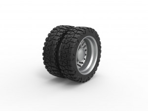 Rear semi wheel for pickup Version 13 Scale 1 to 25 Model do druku 3D