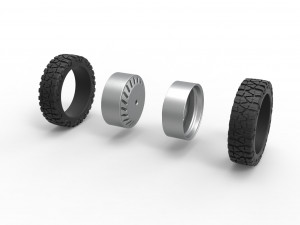 Rear semi wheel for pickup Version 13 Scale 1 to 25 Model do druku 3D
