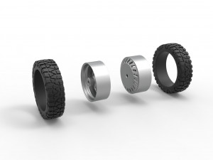 Rear semi wheel for pickup Version 13 Scale 1 to 25 Model do druku 3D