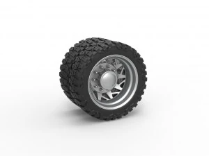 Заднее полуколесо для пикапа Версия 14 Масштаб от 1 до 25 3D Принт Модель