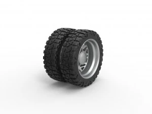 Rear semi wheel for pickup Version 14 Scale 1 to 25 3D Print Model