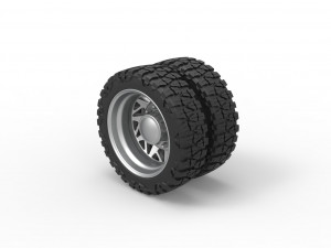 Rear semi wheel for pickup Version 14 Scale 1 to 25 3D Print Model