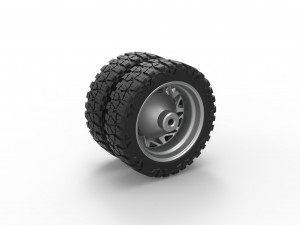 Rear semi wheel for pickup Version 14 Scale 1 to 25 3D Print Model