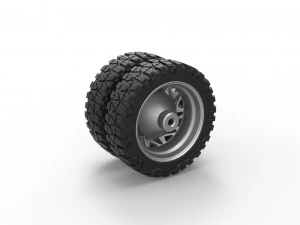 Rear semi wheel for pickup Version 14 Scale 1 to 25 3D Print Model