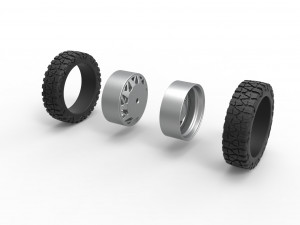 Rear semi wheel for pickup Version 14 Scale 1 to 25 3D Print Model