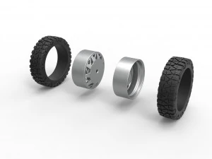 Rear semi wheel for pickup Version 14 Scale 1 to 25 3D Print Model