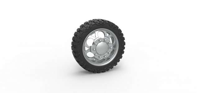 Front semi wheel for pickup Version 15 Scale 1 to 25 Modèles 3D en vedette .c4d .max .obj .3ds .fbx .stl .blend 