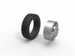 Front semi wheel for pickup Version 15 Scale 1 to 25 Modèles 3D en vedette
