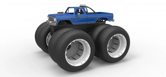 Vintage Monster Truck with double wheels Scale 1 to 25 3D Print Model .c4d .max .obj .3ds .fbx .stl .blend 