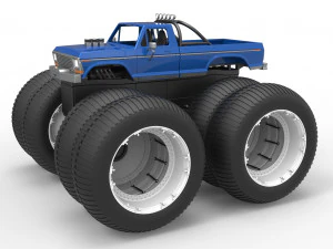 双轮老式怪物卡车 比例 1 至 25 3D 打印模型