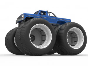 Vintage Monster Truck with double wheels Scale 1 to 25 3D Print Model