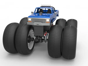 Vintage Monster Truck with double wheels Scale 1 to 25 3D Print Model