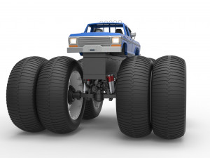 Vintage Monster Truck with double wheels Scale 1 to 25 3D-Druckmodell
